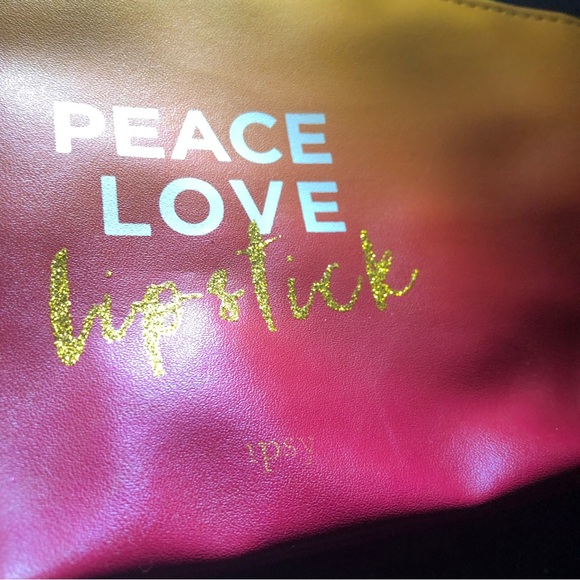 🐬 CLEARANCE ITEM : IPSY peace Love Lipstick Zippered Makeup Tote Ombré Colors - Picture 5 of 13